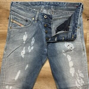 Diesel Jeans Men 27x32 Acid Wash Belther Taper Leg Thrash Italy 0828T Fits 29x28